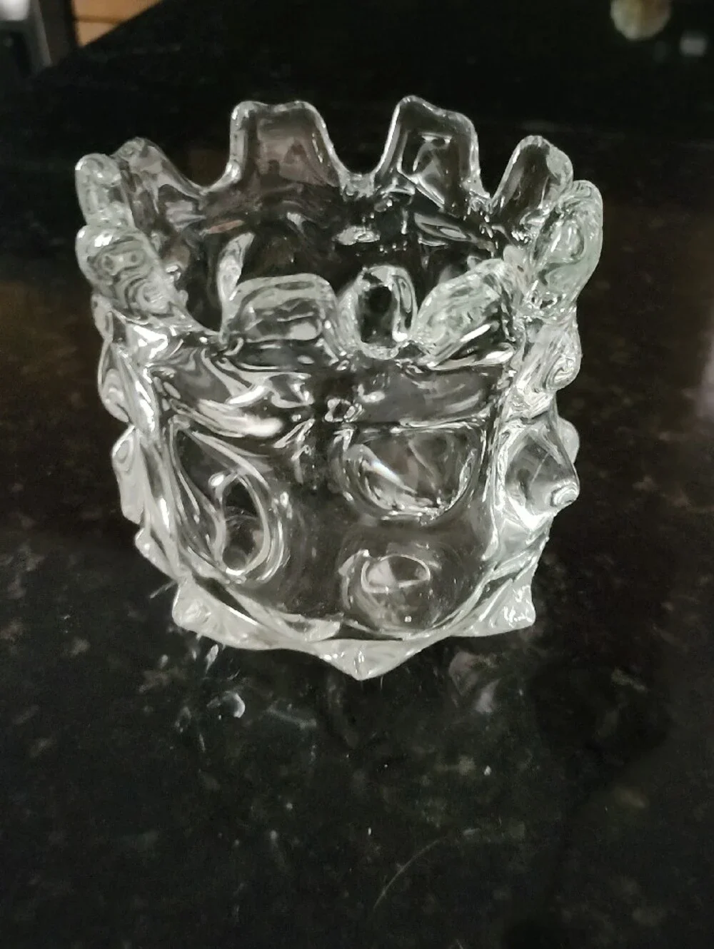 Brutalist Clear Glass Thorn Vase. 4